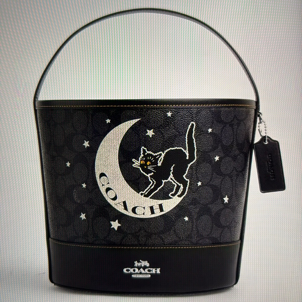 🐈‍⬛🌜COACH TRICK OR TREAT BUCKET IN SIGNATURE CANVAS WITH HALLOWEEN GRAPHIC